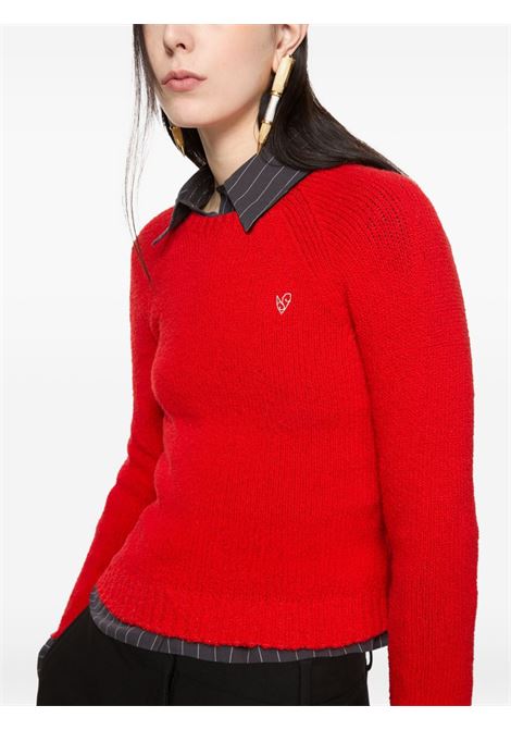 maglione girocollo cropped donna rosso ACNE STUDIOS | A60597AZT